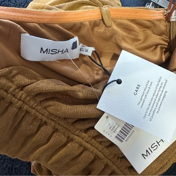 NEW Anthropologie Misha Ruched Asymmetrical Halter Midi Dress NWT - Picture 7 of 7